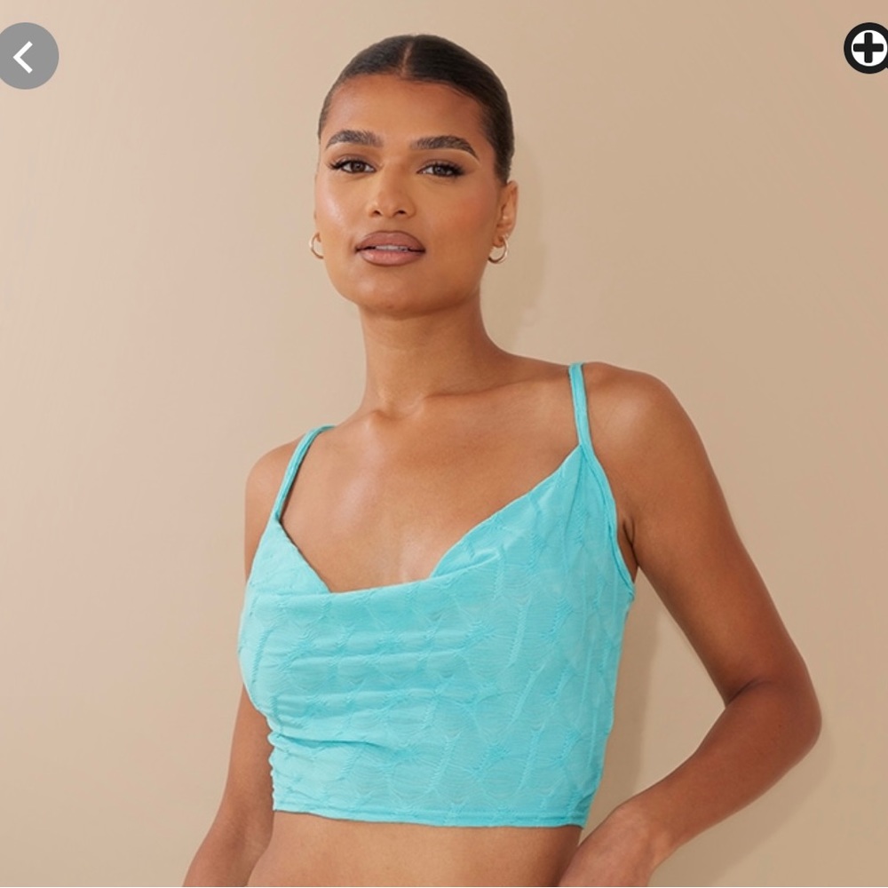 Turquoise cowl neck tank top